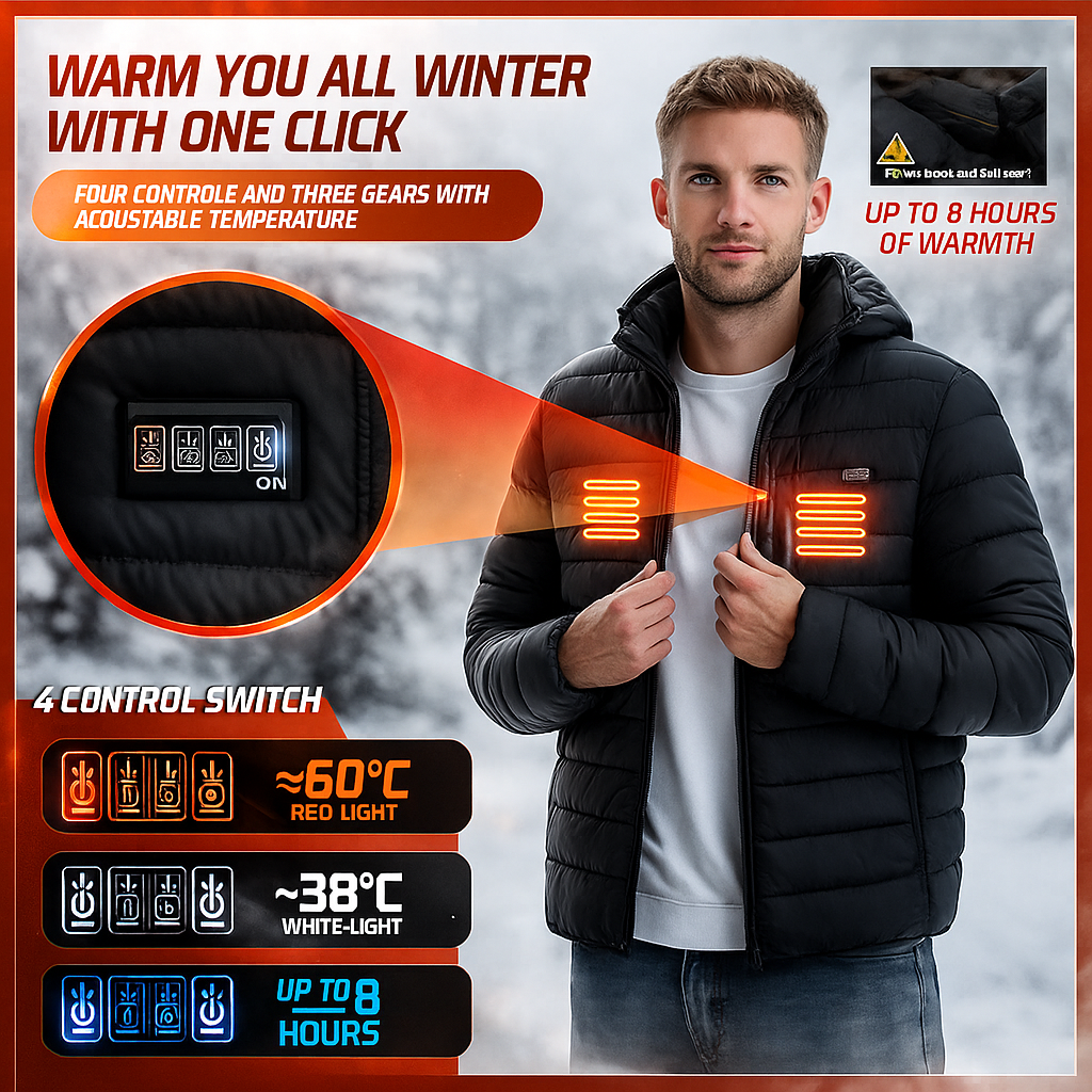 ArcticComfort™ 21-Zone Heated Jacket — Intelligent Warmth. Effortless Style.